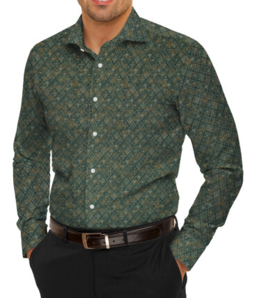 Birla Century Men's Premium Cotton Printed 2.25 Meter Unstitched Shirting Fabric (Pine Green)
