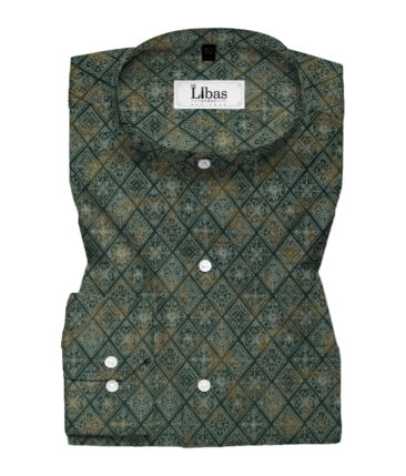 Birla Century Men's Premium Cotton Printed 2.25 Meter Unstitched Shirting Fabric (Pine Green)