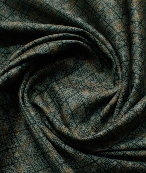 Birla Century Men's Premium Cotton Printed 2.25 Meter Unstitched Shirting Fabric (Pine Green)