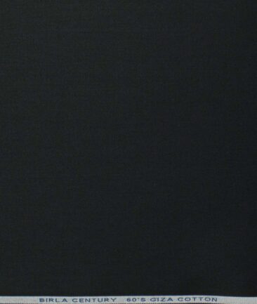 Birla Century Men's 60's Giza Cotton Solids 2.25 Meter Unstitched Shirting Fabric (Jet Black)