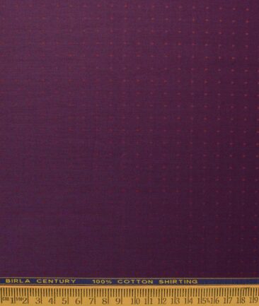 Birla Century Men's Pure Cotton Self Design 2.25 Meter Unstitched Shirting Fabric (Dark Wine)