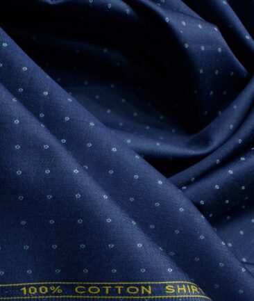 Birla Century Men's Pure Cotton Self Design 2.25 Meter Unstitched Shirting Fabric (Denim Blue)
