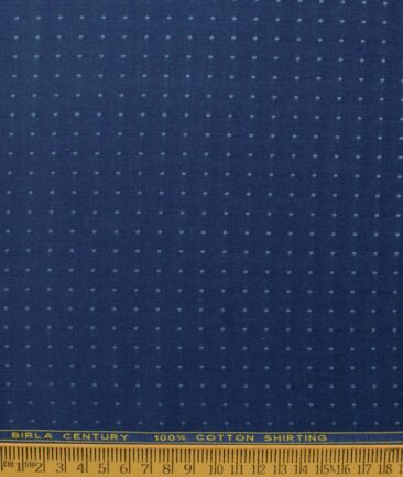 Birla Century Men's Pure Cotton Self Design 2.25 Meter Unstitched Shirting Fabric (Denim Blue)