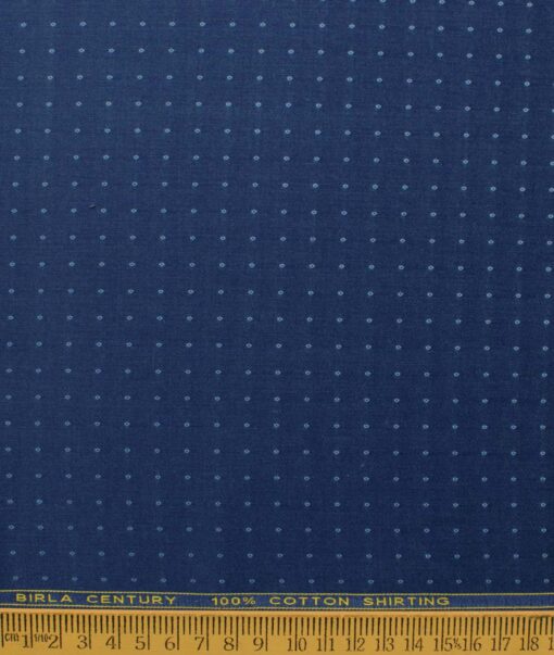 Birla Century Men's Pure Cotton Self Design 2.25 Meter Unstitched Shirting Fabric (Denim Blue)