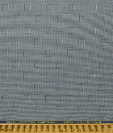 Birla Century Men's Giza Cotton Self Design 2.25 Meter Unstitched Shirting Fabric (Grey)