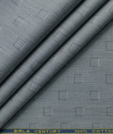 Birla Century Men's Giza Cotton Self Design 2.25 Meter Unstitched Shirting Fabric (Grey)