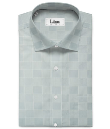 Birla Century Men's Pure Cotton Checks 2.25 Meter Unstitched Shirting Fabric (Light Grey)
