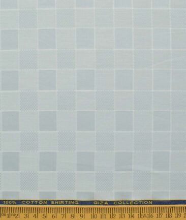 Birla Century Men's Pure Cotton Checks 2.25 Meter Unstitched Shirting Fabric (Light Grey)