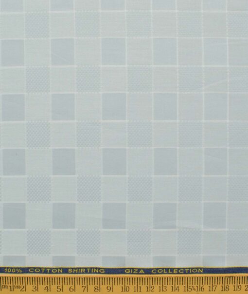Birla Century Men's Pure Cotton Checks 2.25 Meter Unstitched Shirting Fabric (Light Grey)