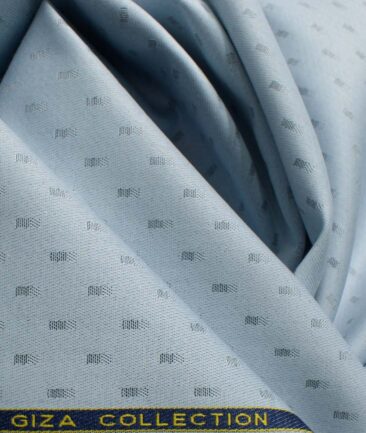 Birla Century Men's Pure Cotton Self Design 2.25 Meter Unstitched Shirting Fabric (Sky Blue)