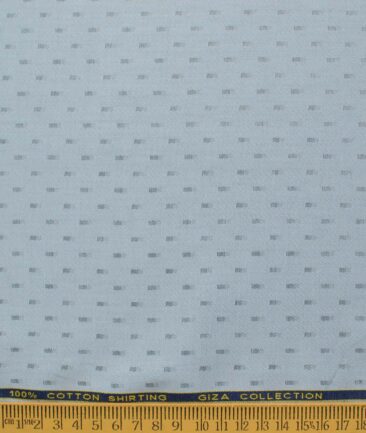 Birla Century Men's Pure Cotton Self Design 2.25 Meter Unstitched Shirting Fabric (Sky Blue)