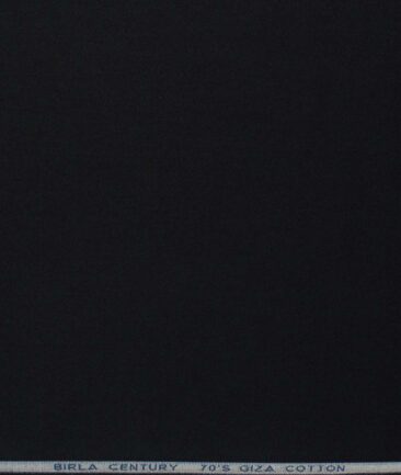 Birla Century Men's 70's Giza Cotton Solids 2.25 Meter Unstitched Shirting Fabric (Jet Black)