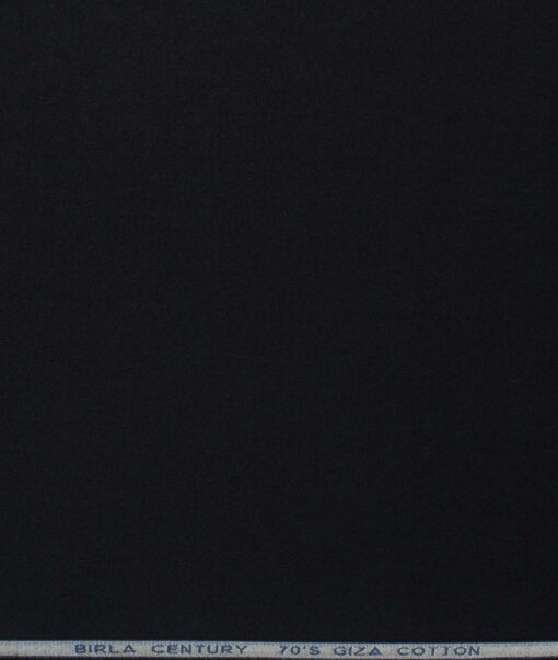 Birla Century Men's 70's Giza Cotton Solids 2.25 Meter Unstitched Shirting Fabric (Jet Black)