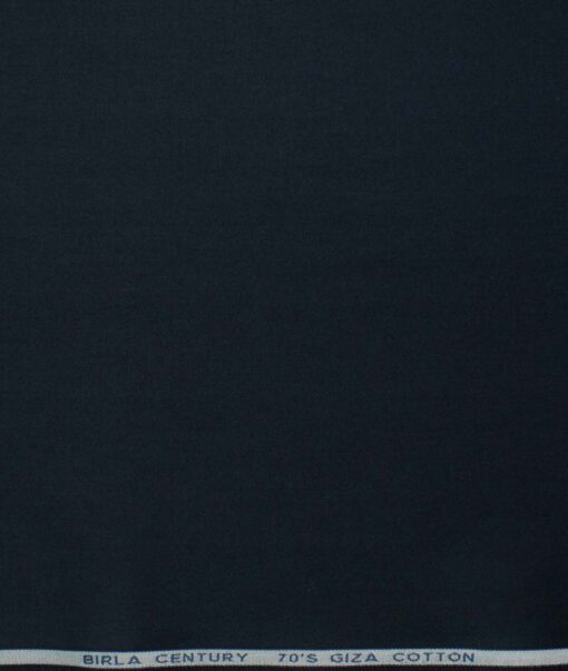 Birla Century Men's 70's Giza Cotton Solids 2.25 Meter Unstitched Shirting Fabric (Dark Navy Blue)