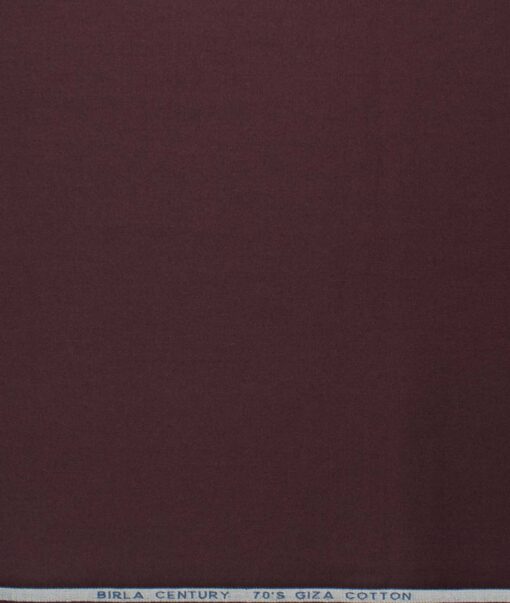 Birla Century Men's 70's Giza Cotton Solids 2.25 Meter Unstitched Shirting Fabric (Dark Wine)