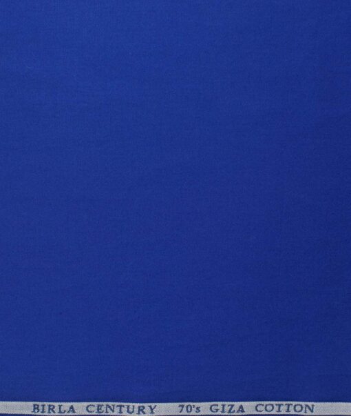 Birla Century Men's 70's Giza Cotton Solids 2.25 Meter Unstitched Shirting Fabric (Bright Royal Blue)