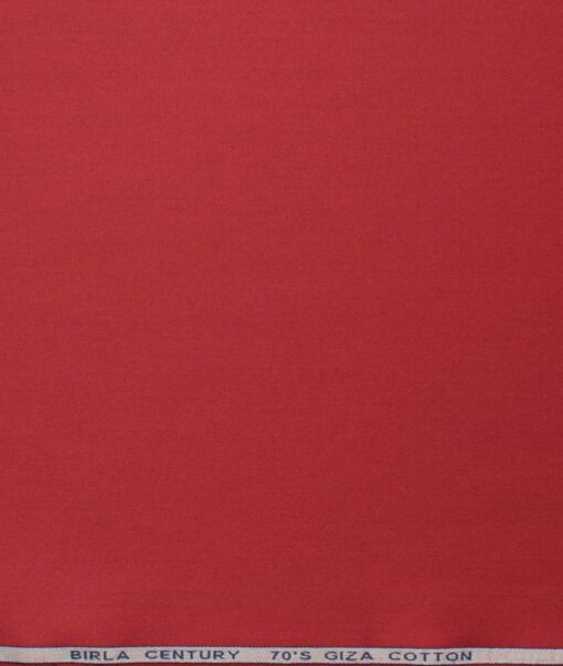 Birla Century Men's 70's Giza Cotton Solids 2.25 Meter Unstitched Shirting Fabric (Red)