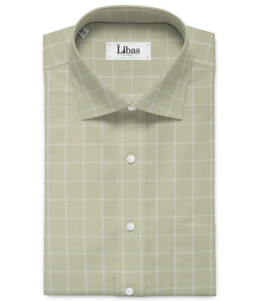 Canetti by Cadini Italy Men's Bamboo Checks 2.25 Meter Unstitched Shirting Fabric (Beige)