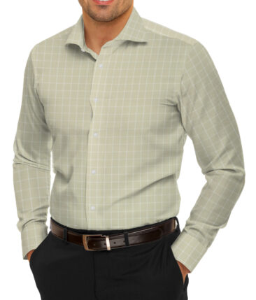Canetti by Cadini Italy Men's Bamboo Checks 2.25 Meter Unstitched Shirting Fabric (Beige)
