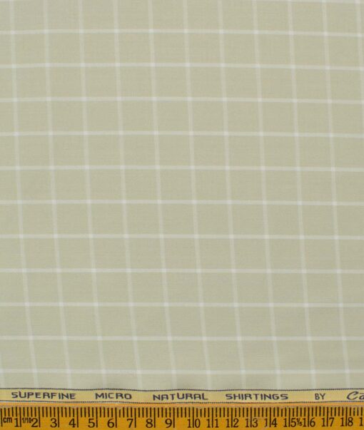 Canetti by Cadini Italy Men's Bamboo Checks 2.25 Meter Unstitched Shirting Fabric (Beige)