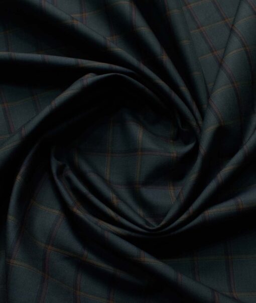 Canetti by Cadini Italy Men's Bamboo Checks 2.25 Meter Unstitched Shirting Fabric (Dark Pine Green)