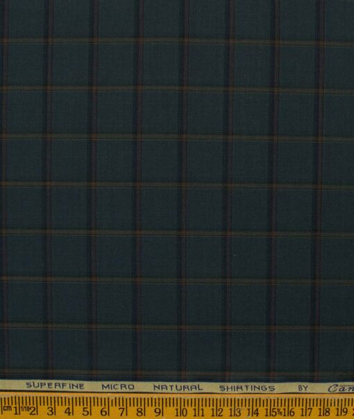 Canetti by Cadini Italy Men's Bamboo Checks 2.25 Meter Unstitched Shirting Fabric (Dark Pine Green)