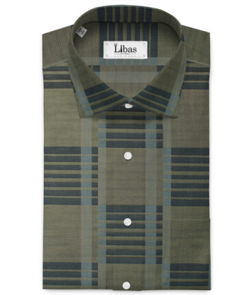J.Hamsptead Men's Giza Cotton Self Design 2.25 Meter Unstitched Shirting Fabric (Light Brown)