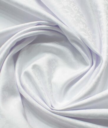 J.Hamsptead Men's Premium Cotton Self Design 2.25 Meter Unstitched Shirting Fabric (Arctic White)