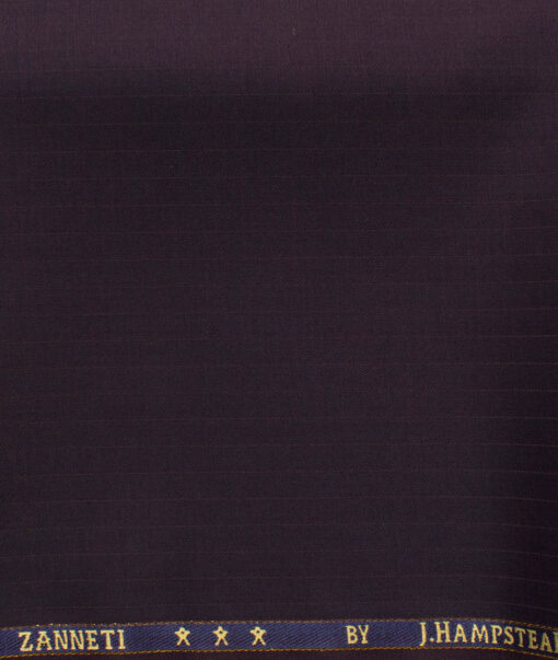 J.Hampstead Men's 60% Wool Super 140's Striped 1.30 Meter Unstitched Trouser Fabric (Dark Purple)
