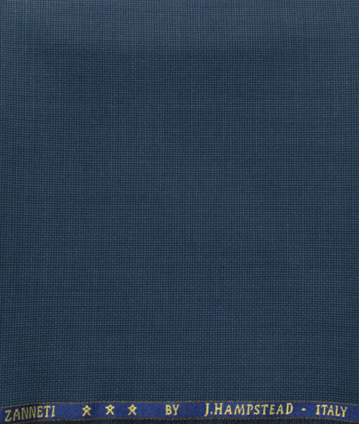 J.Hampstead Men's 60% Wool Super 140's Structured 1.30 Meter Unstitched Trouser Fabric (Aegean Blue)