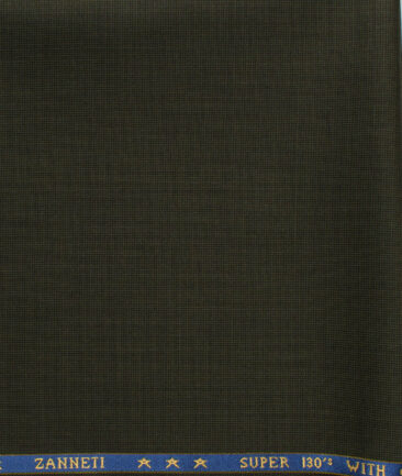 J.Hampstead Men's 60% Wool Super 130's Structured 1.30 Meter Unstitched Trouser Fabric (Dark Seaweed Green)