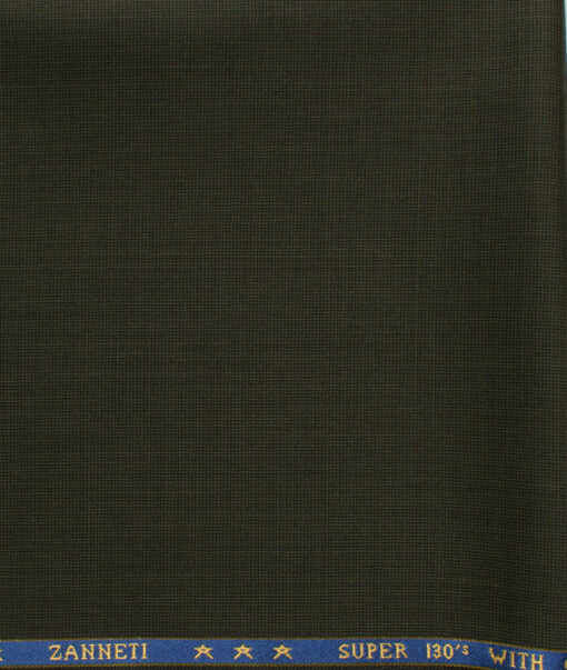 J.Hampstead Men's 60% Wool Super 130's Structured 1.30 Meter Unstitched Trouser Fabric (Dark Seaweed Green)
