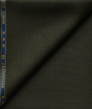 J.Hampstead Men's 60% Wool Super 130's Structured 1.30 Meter Unstitched Trouser Fabric (Dark Seaweed Green)