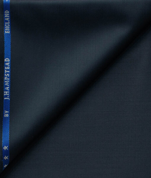 J.Hampstead Men's 60% Wool Super 120's Solids 1.30 Meter Unstitched Trouser Fabric (Dark Blue)