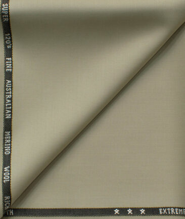 J.Hampstead Men's 60% Wool Super 120's Solids 1.30 Meter Unstitched Trouser Fabric (Oyster Beige)