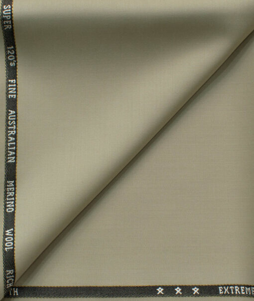 J.Hampstead Men's 60% Wool Super 120's Solids 1.30 Meter Unstitched Trouser Fabric (Oyster Beige)