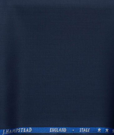 J.Hampstead Men's 60% Wool Super 120's Self Design 1.30 Meter Unstitched Trouser Fabric (Dark Royal Blue)
