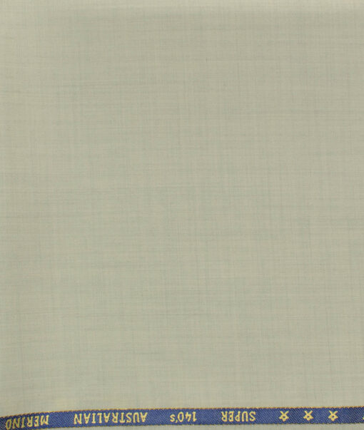 J.Hampstead Men's 60% Wool Super 140's Self Design 1.30 Meter Unstitched Trouser Fabric (Cream)