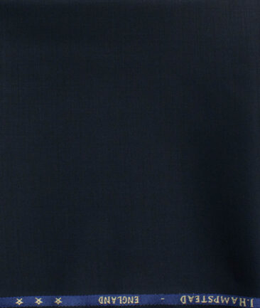 J.Hampstead Men's 60% Wool Super 140's Solids 1.30 Meter Unstitched Trouser Fabric (Dark Blue)