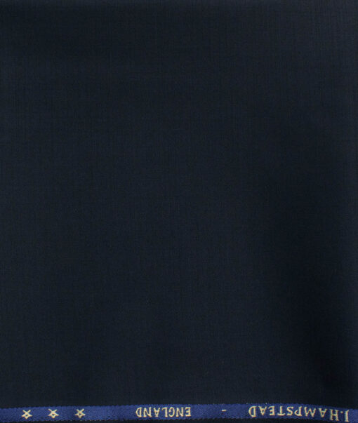 J.Hampstead Men's 60% Wool Super 140's Solids 1.30 Meter Unstitched Trouser Fabric (Dark Blue)