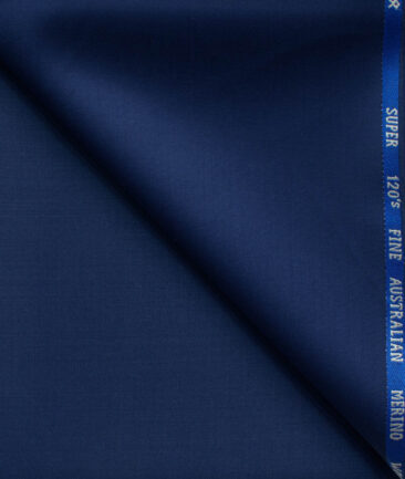 J.Hampstead Men's 60% Wool Super 120's Solids 1.30 Meter Unstitched Trouser Fabric (Royal Blue)