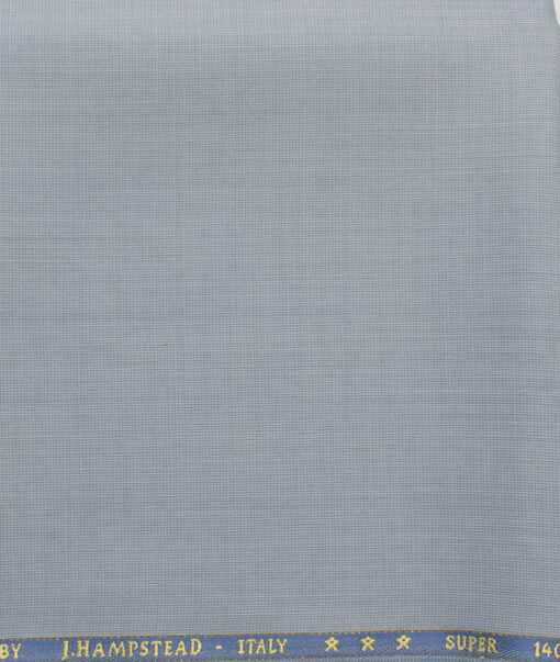 J.Hampstead Men's 60% Wool Super 140's Structured 1.30 Meter Unstitched Trouser Fabric (Light Sky Blue)
