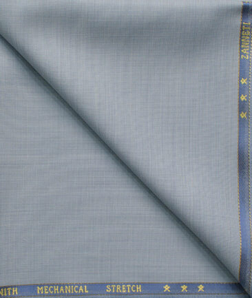 J.Hampstead Men's 60% Wool Super 140's Structured 1.30 Meter Unstitched Trouser Fabric (Light Sky Blue)