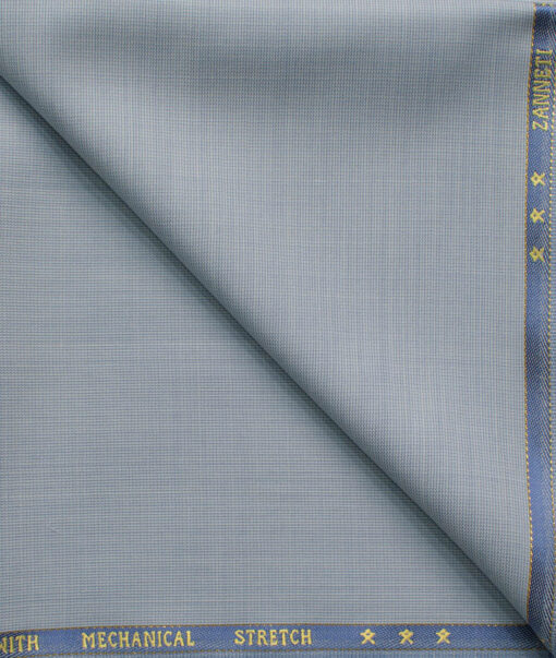 J.Hampstead Men's 60% Wool Super 140's Structured 1.30 Meter Unstitched Trouser Fabric (Light Sky Blue)