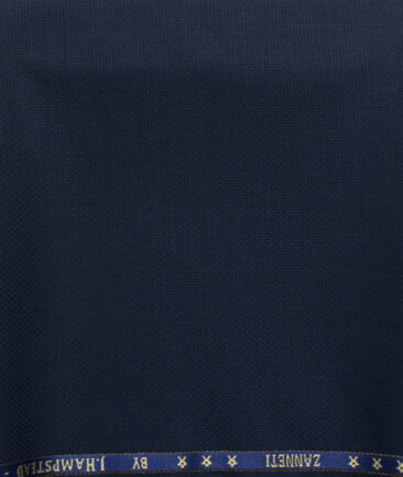 J.Hampstead Men's 60% Wool Super 140's Structured 1.30 Meter Unstitched Trouser Fabric (Dark Navy Blue)