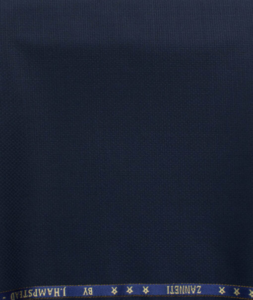 J.Hampstead Men's 60% Wool Super 140's Structured 1.30 Meter Unstitched Trouser Fabric (Dark Navy Blue)