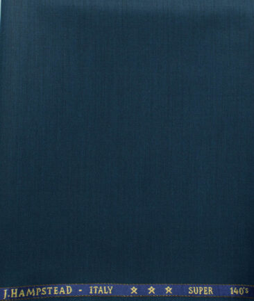 J.Hampstead Men's 60% Wool Super 140's Solids 1.30 Meter Unstitched Trouser Fabric (Dark Ocean Blue)