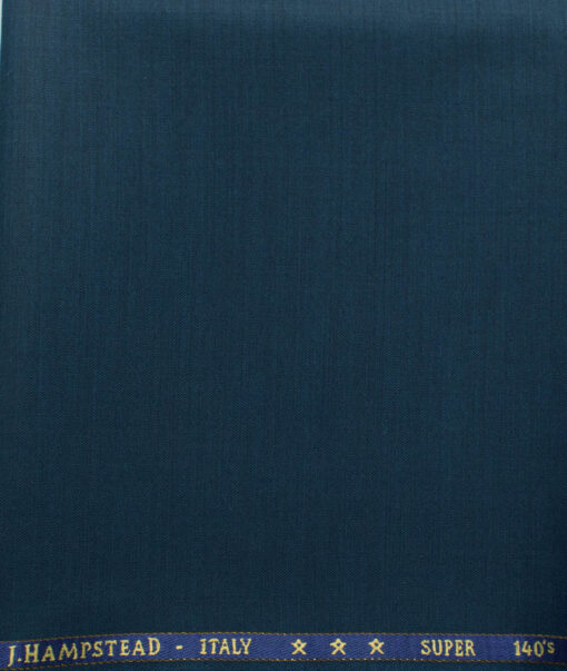 J.Hampstead Men's 60% Wool Super 140's Solids 1.30 Meter Unstitched Trouser Fabric (Dark Ocean Blue)
