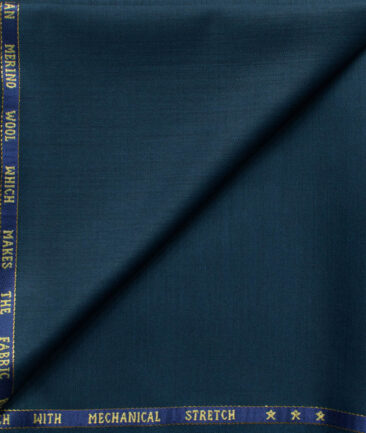 J.Hampstead Men's 60% Wool Super 140's Solids 1.30 Meter Unstitched Trouser Fabric (Dark Ocean Blue)