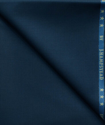 J.Hampstead Men's 60% Wool Super 140's Solids 1.30 Meter Unstitched Trouser Fabric (Regal Blue)